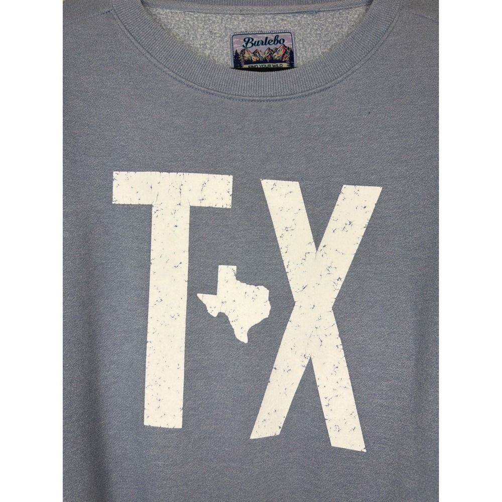 Burlebo Sweatshirt Women Large Blue Distressed Texas TX Graphic Flawed* - Picture 2 of 8